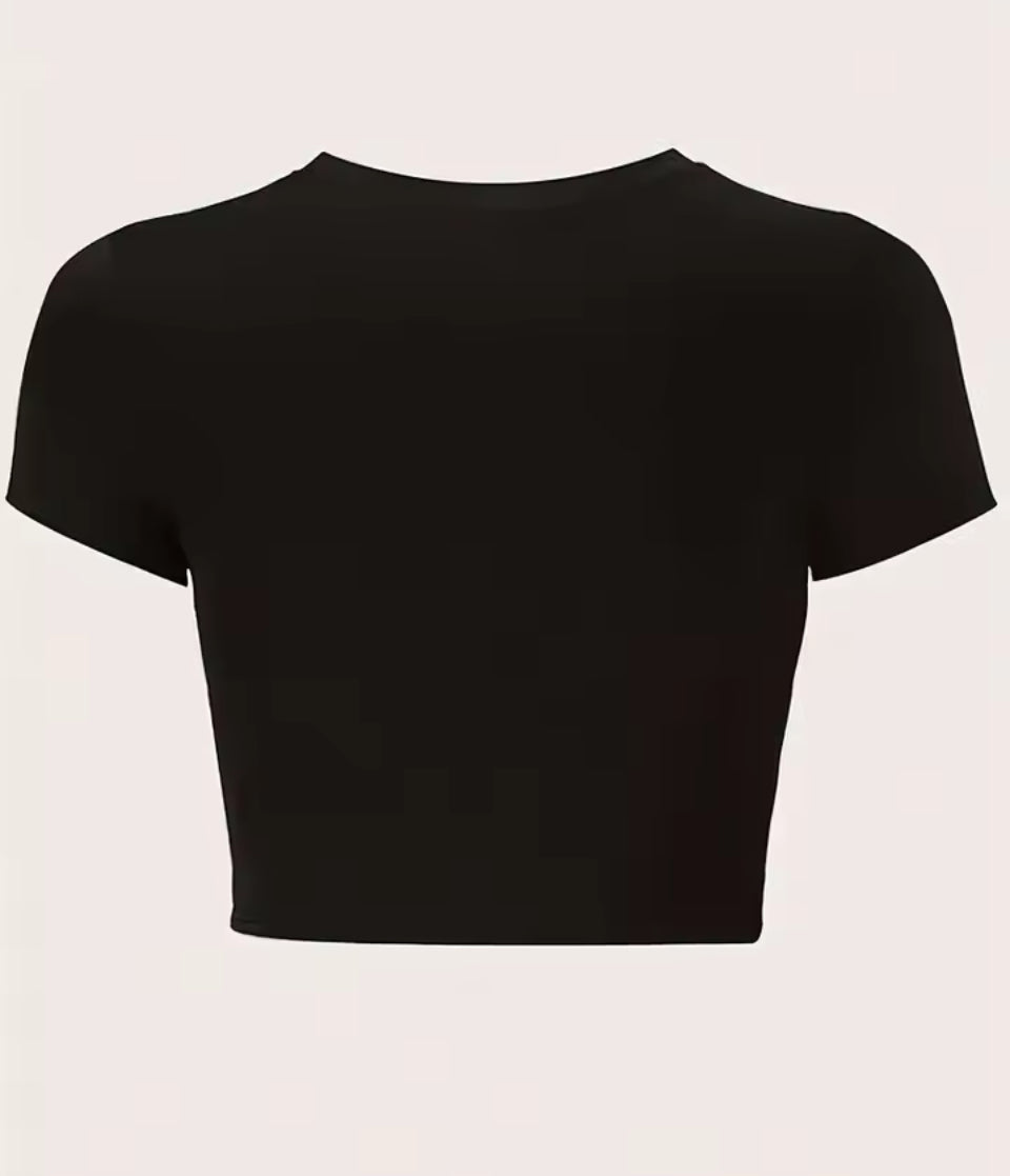 Fashion Cropped Letter Print Crop Top Slim T Shirt Y2K Short Sleeve T-Shirt Spring Summer Women's Clothing Sexy Shirt