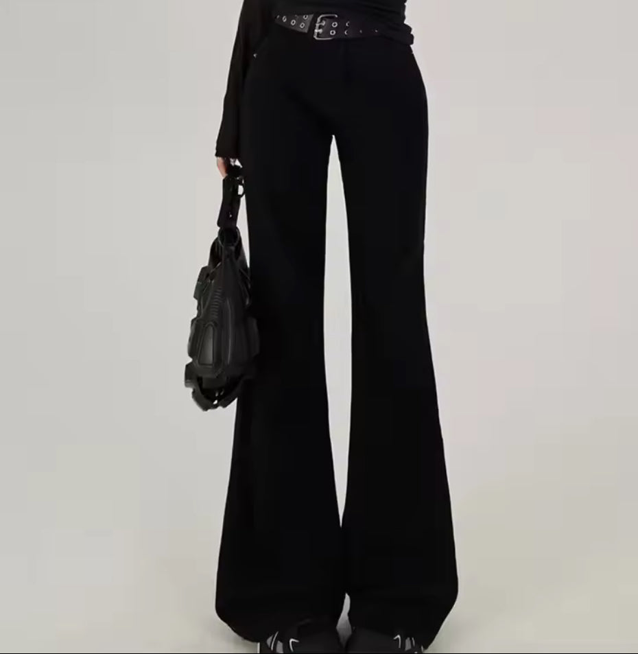 American Retro Low Waist Flared Jeans Women's Loose Slimming Small Size Extended Spicy Girl Wide Leg Pants