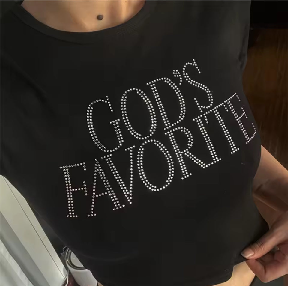 God's Favorite Rhinestones crop top
