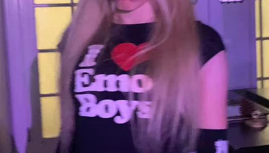 I Love Emo Boy Print Tees
